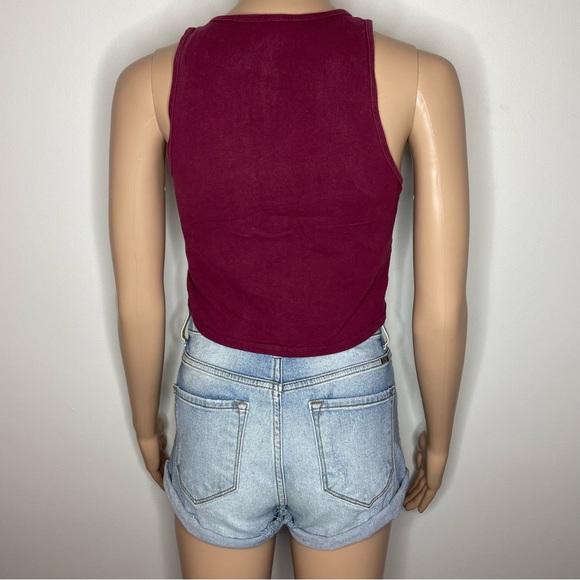 Aeropostale Casual Solid Red High Neck Pullover Sleeveless Cropped Tank Top - Picture 3 of 5